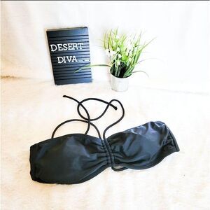 OP Womens Bikini Top Black L Padded Halter Tie Swimsuit Top